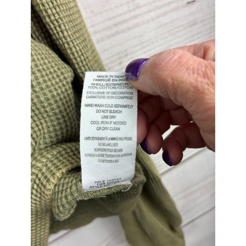 Bagatelle Collection Olive Green Waffle Knit Cropped Shacket Shirt Jacket Small - Picture 6 of 7